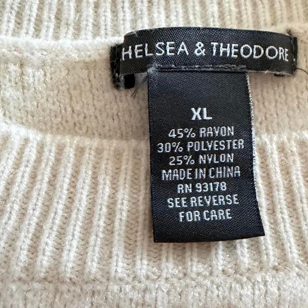 Chelsea & Theodore Ivory Oversized Crewneck Sweater XL Minimalist Neutral